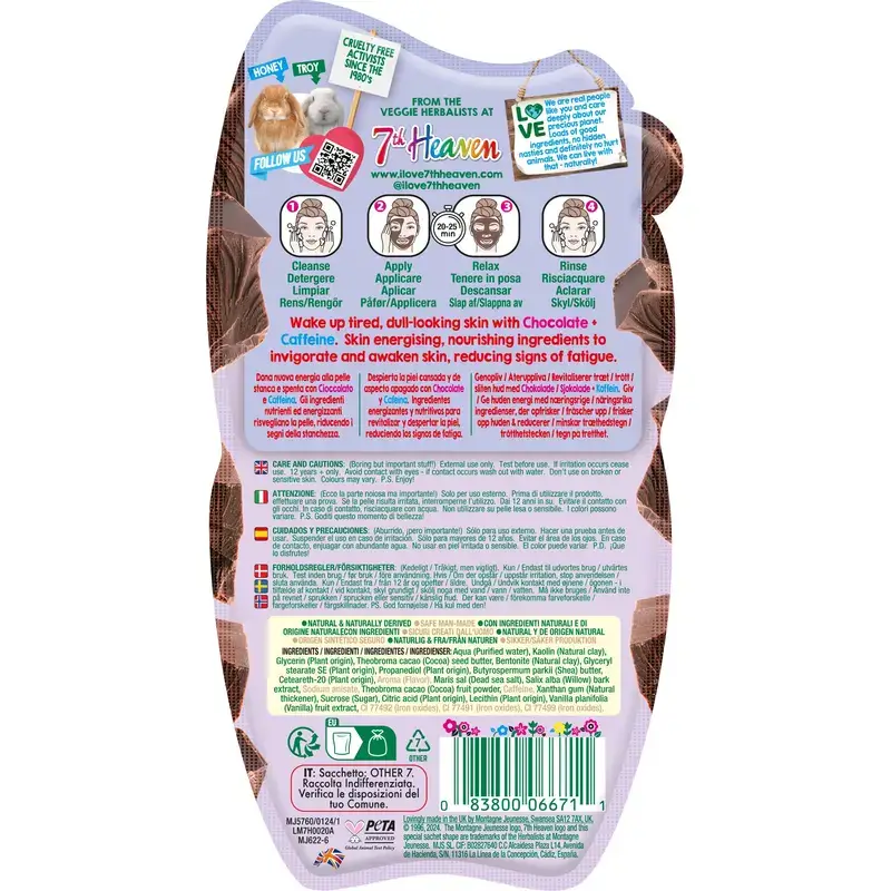 7 Heaven Chocolate Mud Mask with Caffeine Nourishes and Stimulates, 15 grams - Image 2