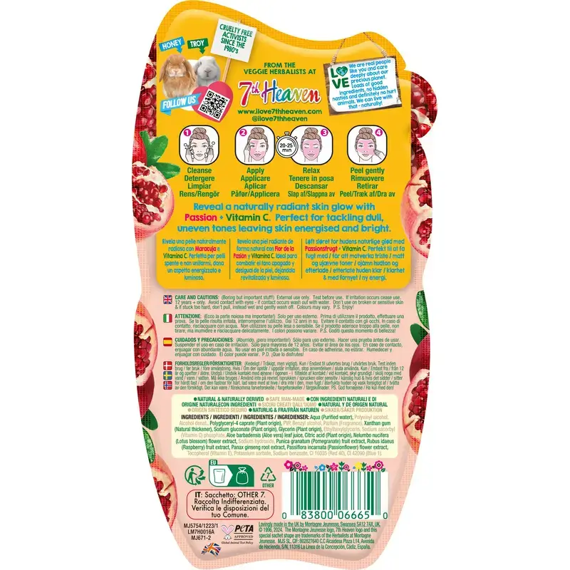 7 Heaven Passion Flower Peel-Off Mask Increases Radiance, 10 ml - Image 2