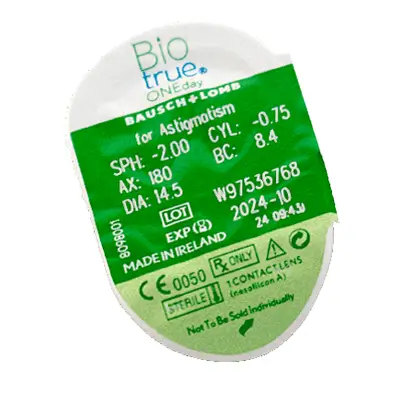 Biotrue One Day Daily Toric Lenses , 30 units - -2.00, -1.25, 150, 8.4, 14.50 - Image 3