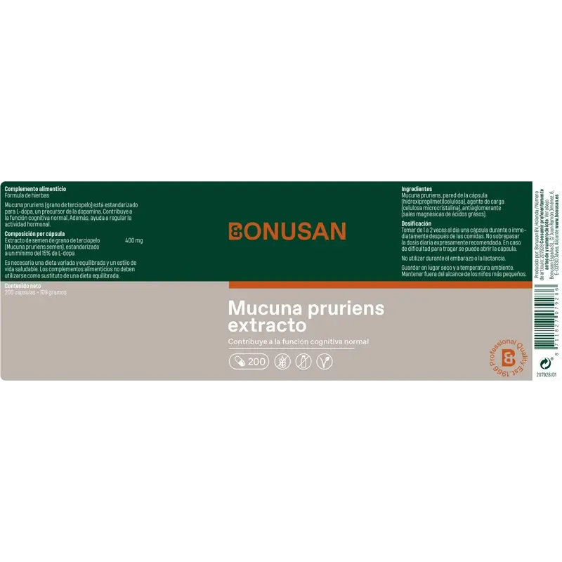 Bonusan Mucuna Pruriens Extract, 200 capsules - Image 2