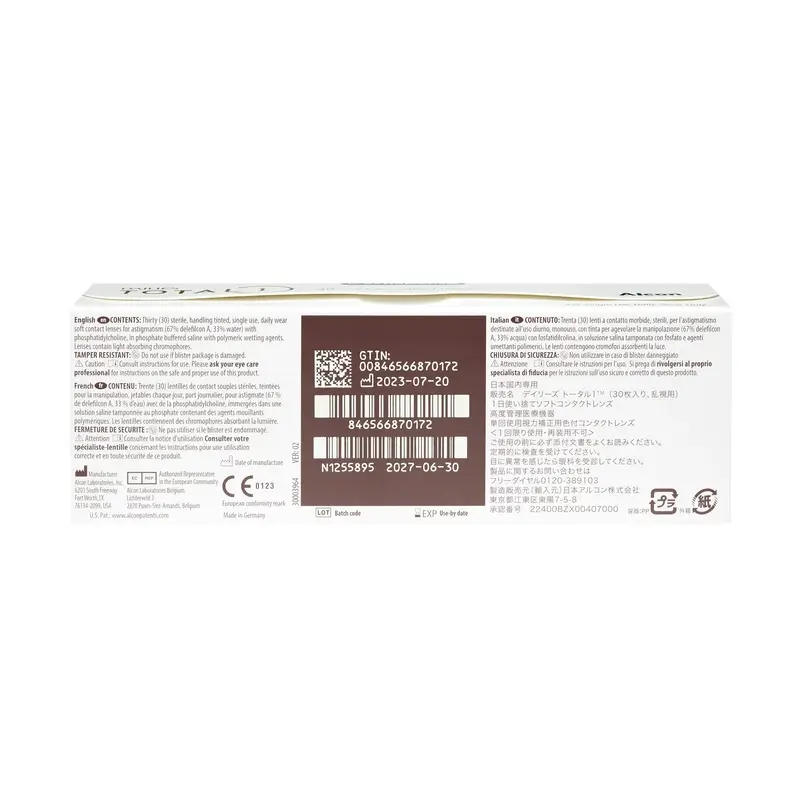 Dailies Total1 Daily Toric Lenses , 30 units - +0.25, -1.25, 80, 8.6, 14.50 - Image 4
