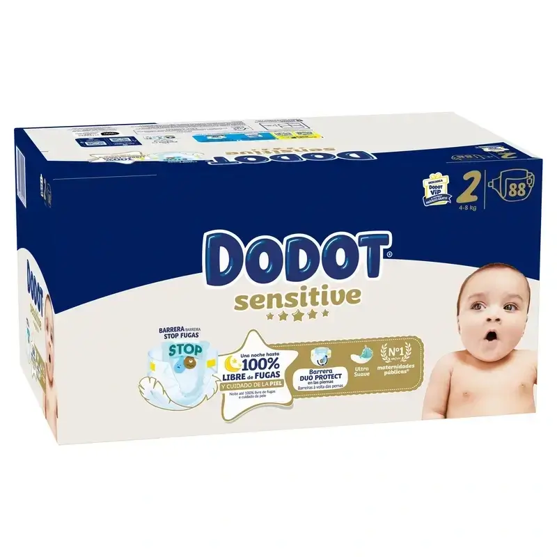 Dodot Sensitive Jumbo Sensitive Nappy Pack Size 2 , 2x88 Units + Aqua Plastic Free Wipes Box 6X48 (288 Units) - Image 4