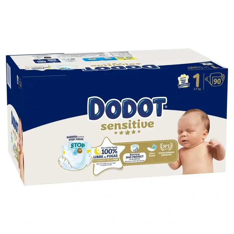 Dodot Sensitive Nappy Sensitive Jumbo Pack Size 1, 2x90 Units + Aqua Plastic Free Wipes Box 6X48 (288 Units) - Image 4
