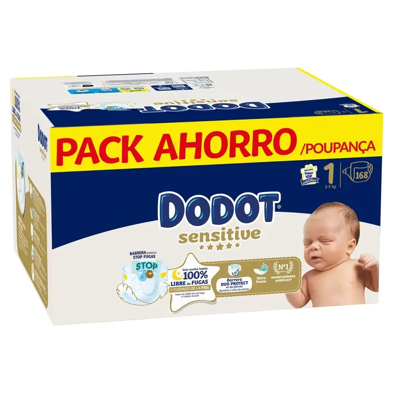 Dodot Sensitive Size 1, Nappies, 2Kg-5Kg , 168 pcs - Image 3