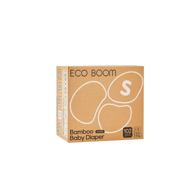 ECO BOOM PURE 100% natural bamboo nappies - Size 2/S (3-8 kg) - 102 pcs. - Image 4
