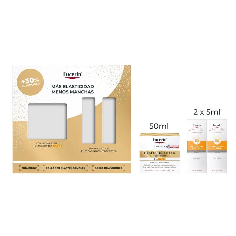 Eucerin Anti-Ageing Pack Hyaluron-Filler Elasticity Day Fps 30 50Ml + 2 Minis Photoaging Control Fps 50+ 2X5Ml - Image 4