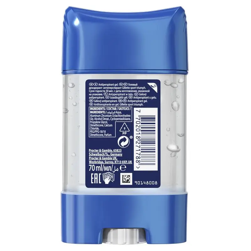 Gillette Deodorant Clear Anti Perspiration Gel Triumph Sport 70Ml - Image 2