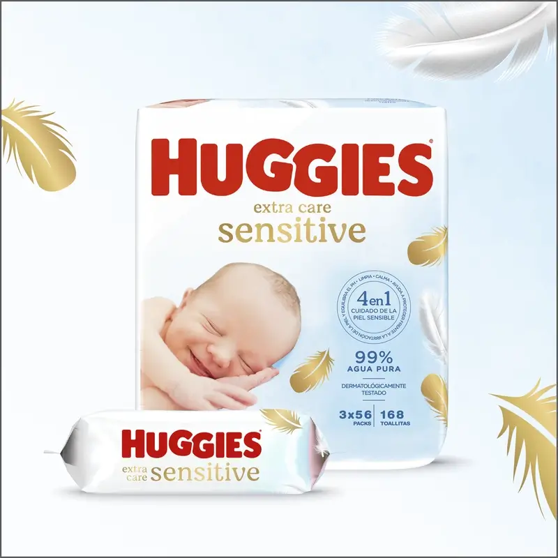 Huggies Extra Care Sensitive Wipes , 144 count - Image 2