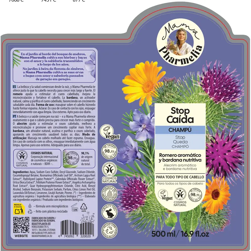 Mama Pharmelia Shampoo Stop Hair Loss Aromatic Rosemary & Burdock Nourishing Shampoo, 500ml - Image 2