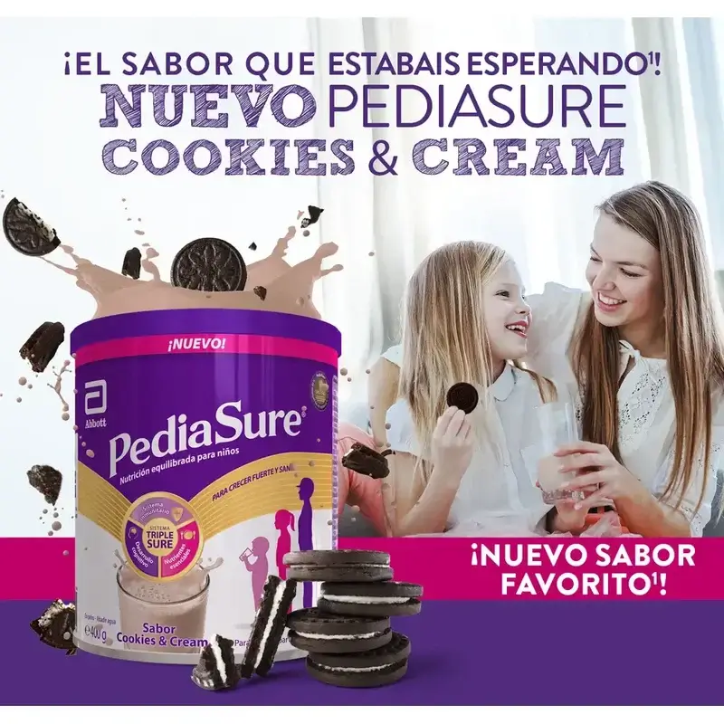 Pediasure Cookies & Cream + Drink Chocolate Children, 850 gr + 4 Bottles Chocolate x 220 ml - Image 3