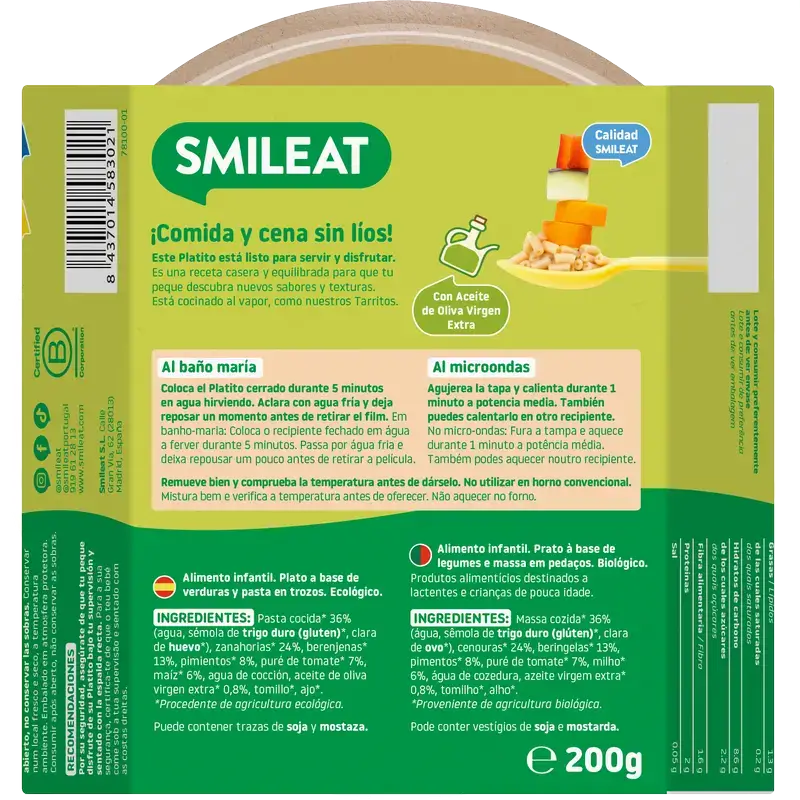 Smileat Small Plate Macaroni With Vegetables From The Garden Eco, 200 g - Image 2
