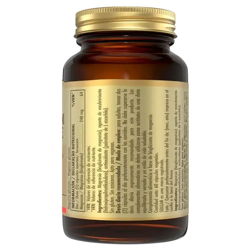 Solgar Magnesium Bisglycinate, Pack 3 x 60 Veggie Capsules - Image 4