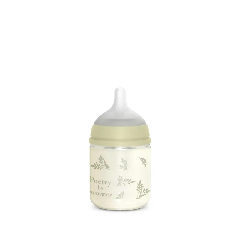 Suavinex Glass Bottle 120 Ml, Slow Flow (S), +0 Months, Green Poetry - Image 2