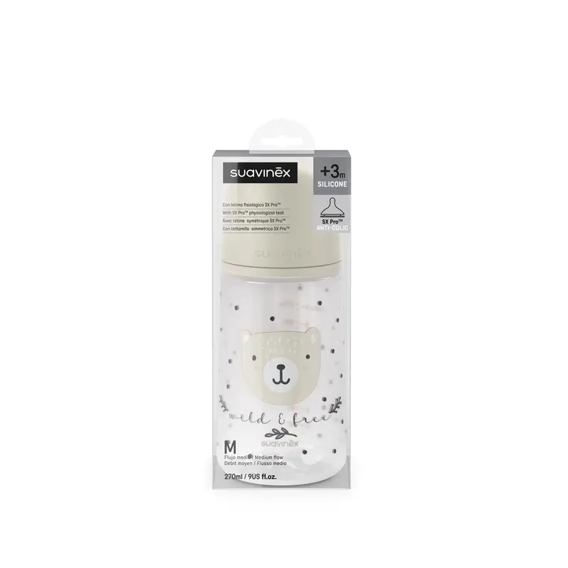 Suavinex Baby Bottle Teat Sx Pro Medium Flow (M) +3 Months Wild&Free Beige, 270 ml - Image 5