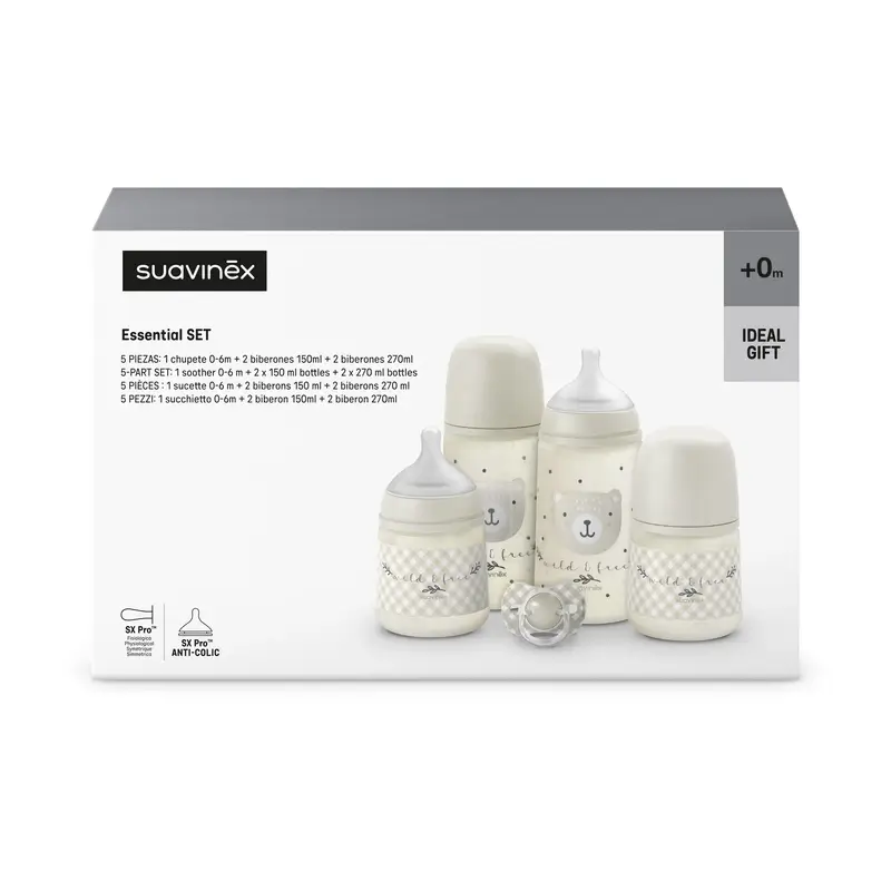 Suavinex Baby Bottles and Soother Gift Set Pink +0M Wild&Free Beige - Image 5