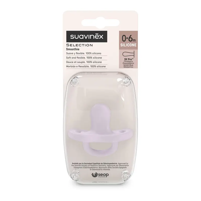 Suavinex Pacifier All Silicone Physiological Sx Pro, 0/6 Months, Lavender - Image 3