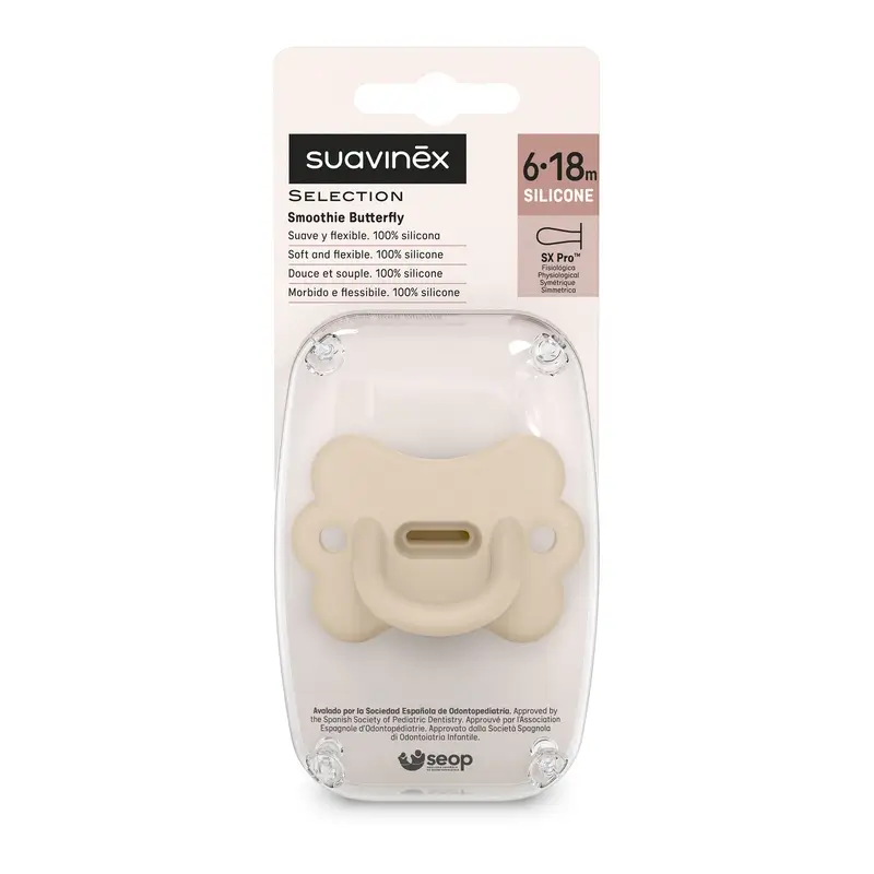 Suavinex Pacifier All Silicone Soother Sx Pro, 6/18 Months, Irish Cream Butterfly - Image 3