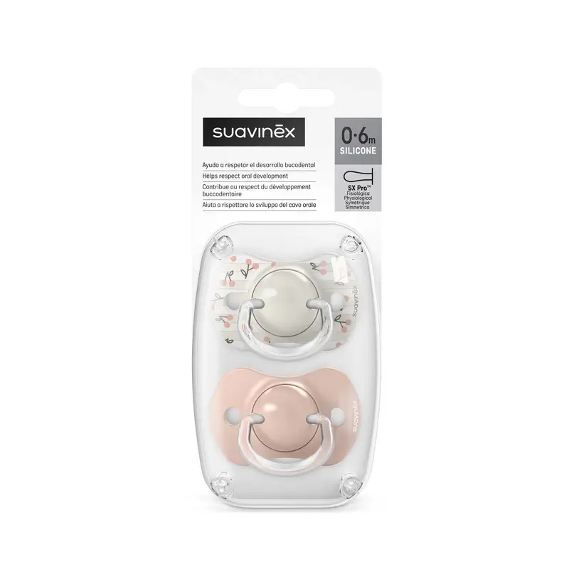 Suavinex Pacifiers Teat Sx Pro 0/6 Months Birdies Pink, 2 units