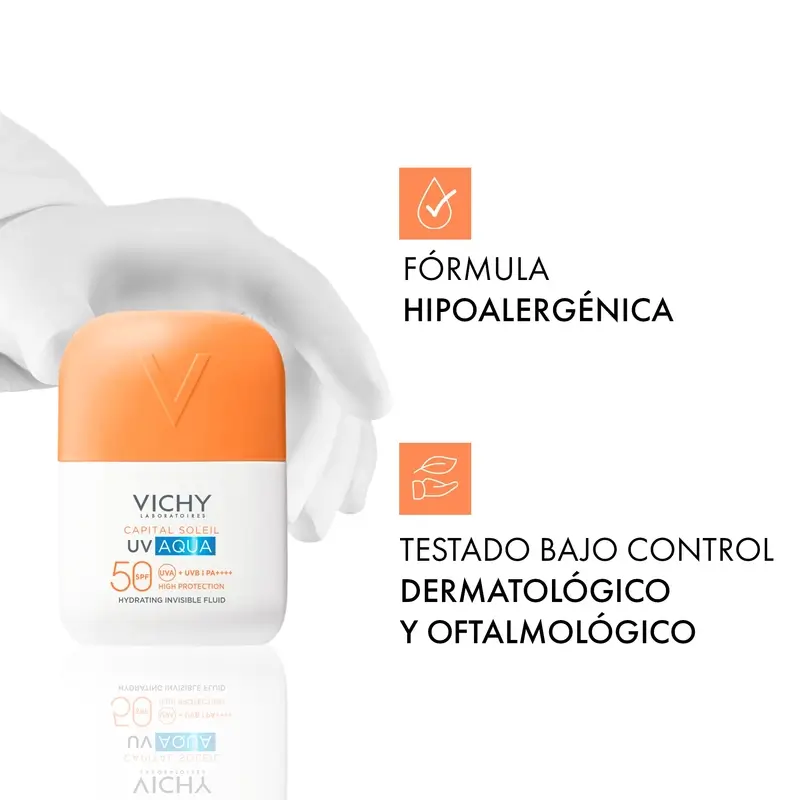 Vichy Solar Uv Aqua Invisible Moisturising Fluid Spf50 , 50 ml - Image 4