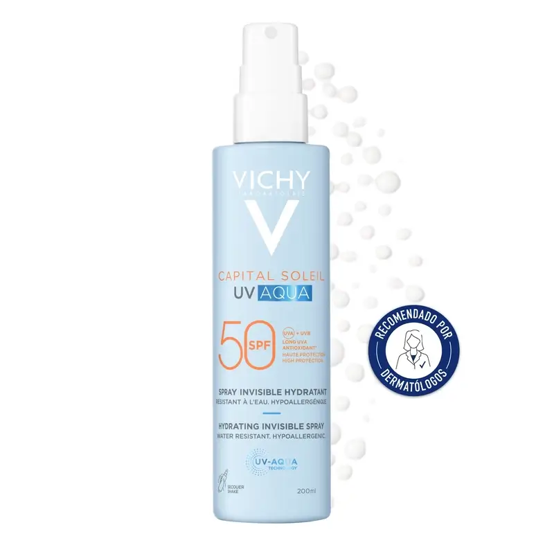 Vichy Solar Uv Aqua Spray Invisible Moisturising Spray Spf50, 200 ml - Image 3