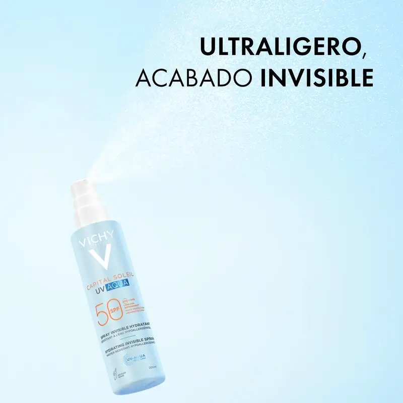 Vichy Solar Uv Aqua Spray Invisible Moisturising Spray Spf50, 200 ml - Image 4