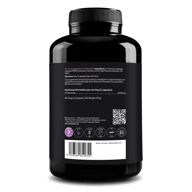 Zenement D-Mannose, 180 vegan capsules - Image 2