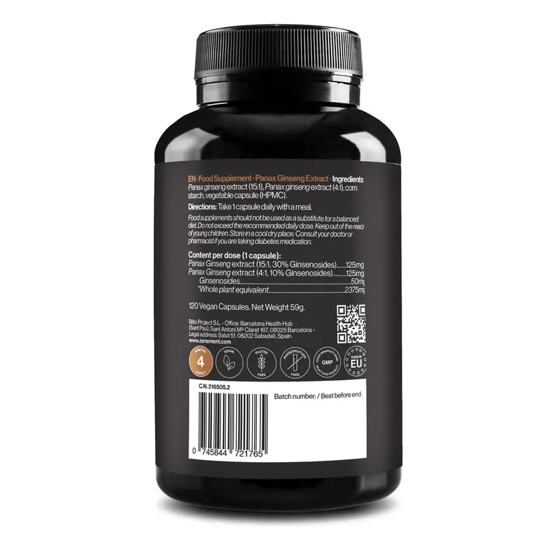 Zenement Korean Red Panax Ginseng Extract 120 vegan capsules - Image 3